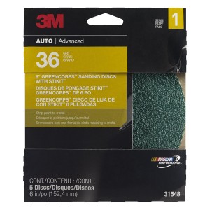 00516 3M™ 0516 Green Corps™ Hookit™ Disc 6 inch 36 grit 